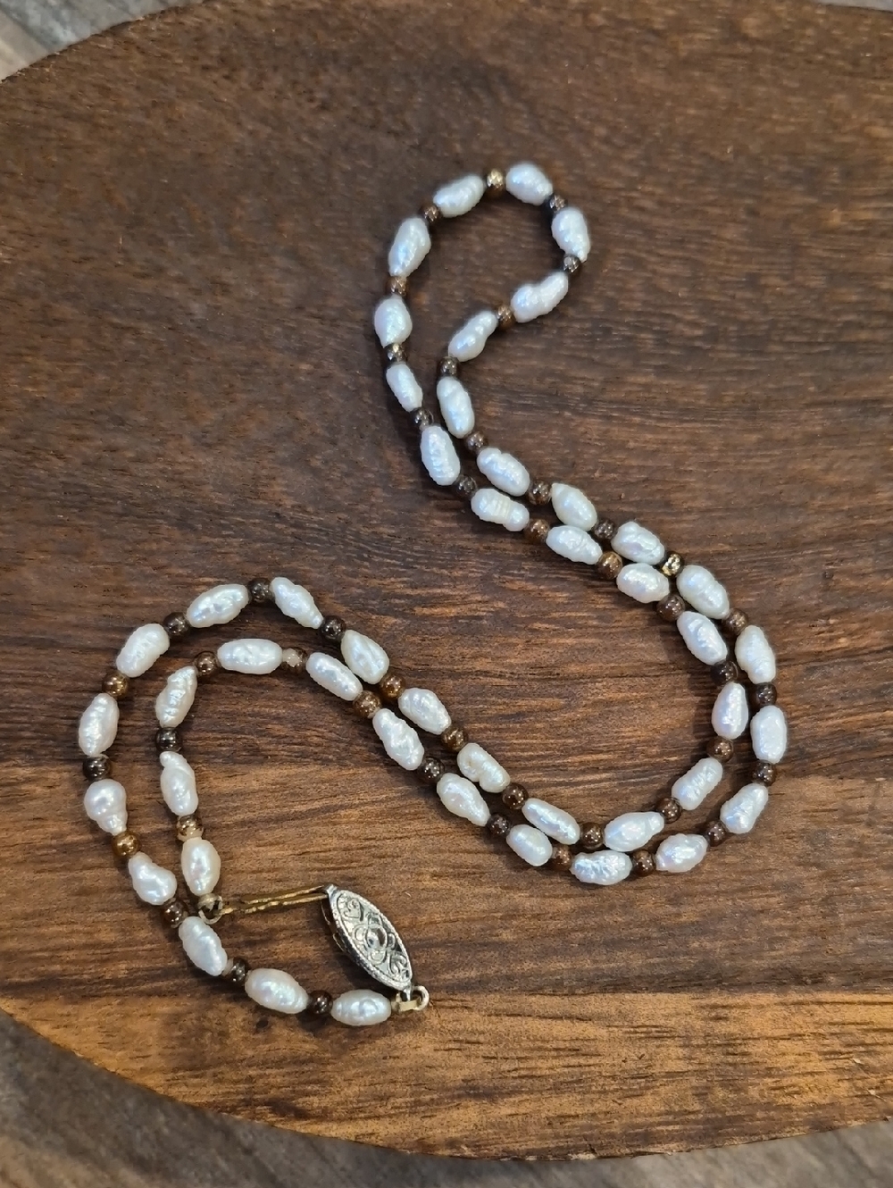 Vintage Freshwater Pearl Seed Bead Necklace, Hook Closure - Picture 1 of 6